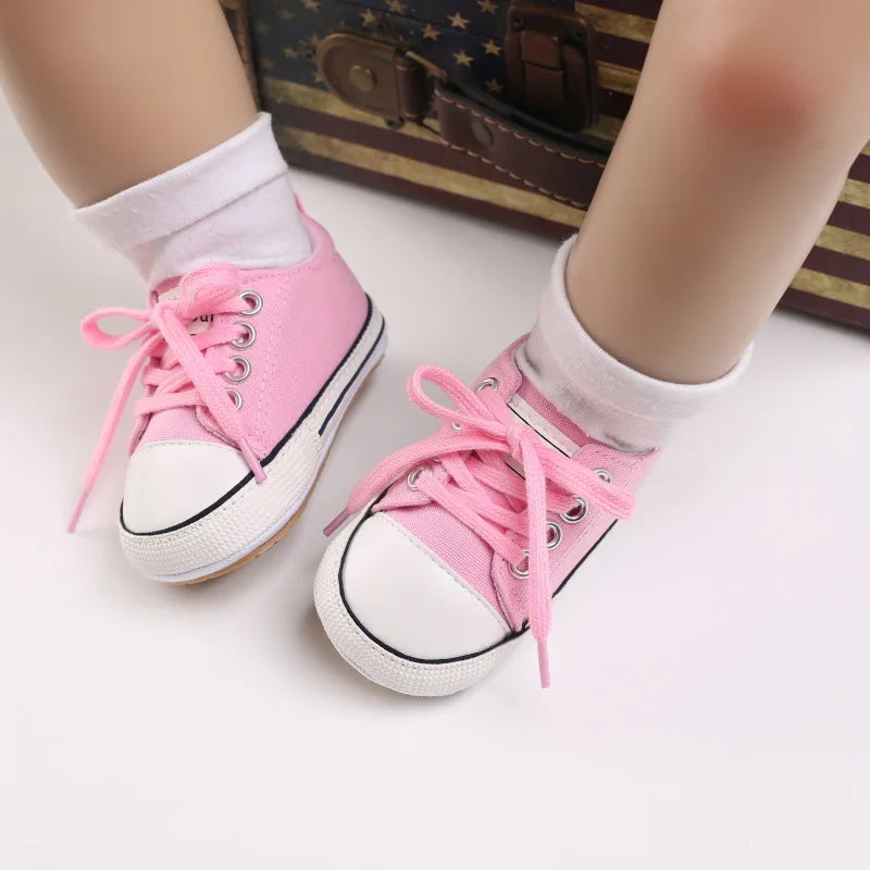 أحذية رياضية للأطفال من ميكيور، أحذية قماشية للأولاد والبنات، نعل مطاطي مانع للانزلاق، مريحة وناعمة، مناسبة للجنسين، أحذية كرة سلة للأطفال من عمر 0 ​​إلى 18 شهرًا