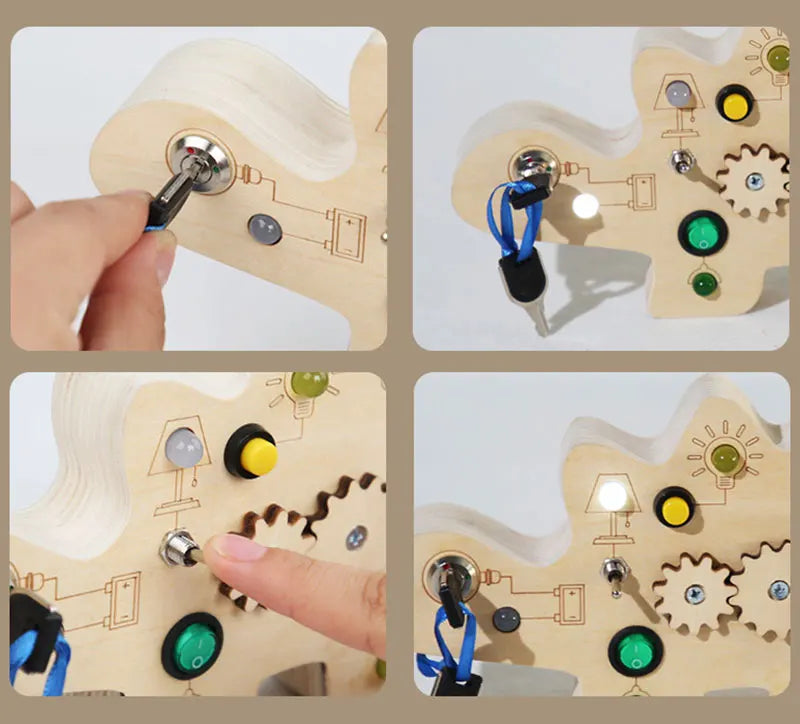 Montessori Busy Board Children Toys Led Light Switch Simulate Car Steering Wheel Travel Activities Sensory Game Educational Toys