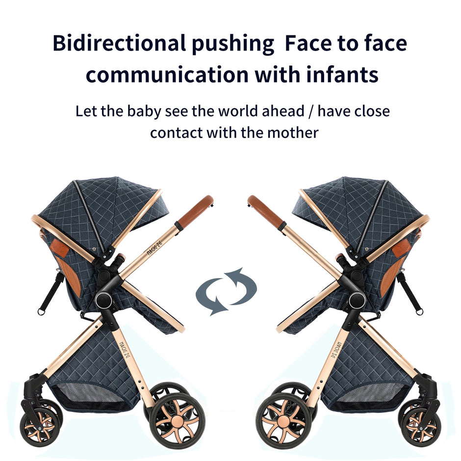 Baby Stroller 3‑in‑1 Travel System Pushchair Lightweight Pram from Birth All‑Terrain Baby Buggy Compact Fold Stroller Summer