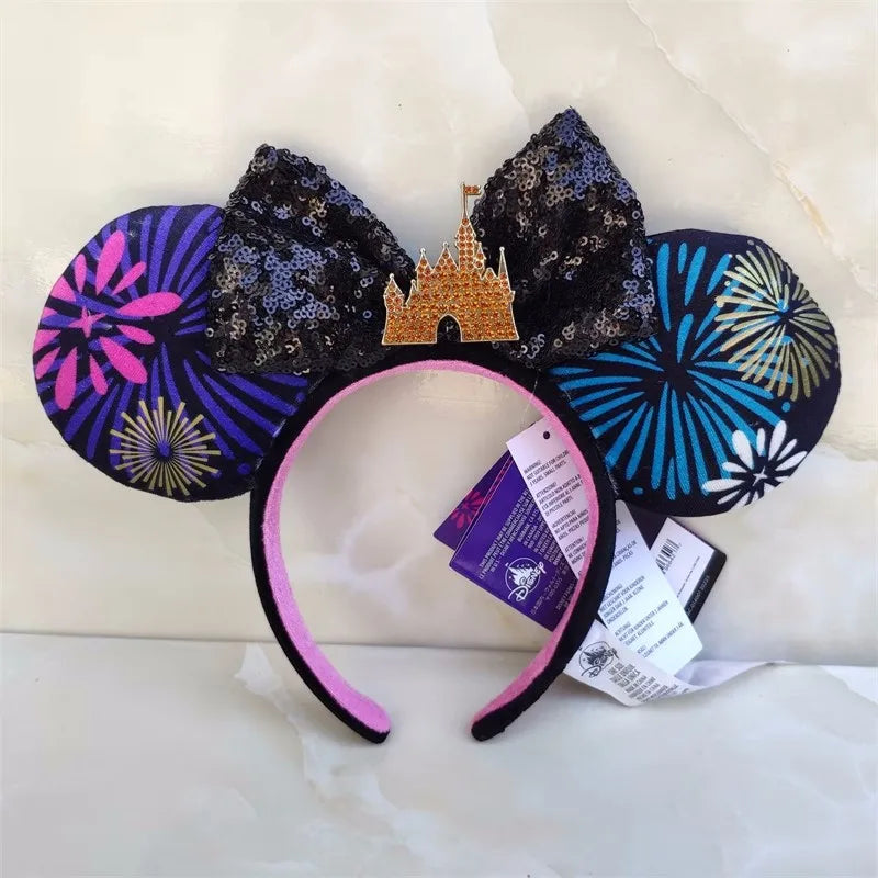 Disney Princess Headband Mickey Ear Rapunzel Snow White Sequin Bow Hair Hoop Gift Girl Accessories Halloween Gift Christmas Jack