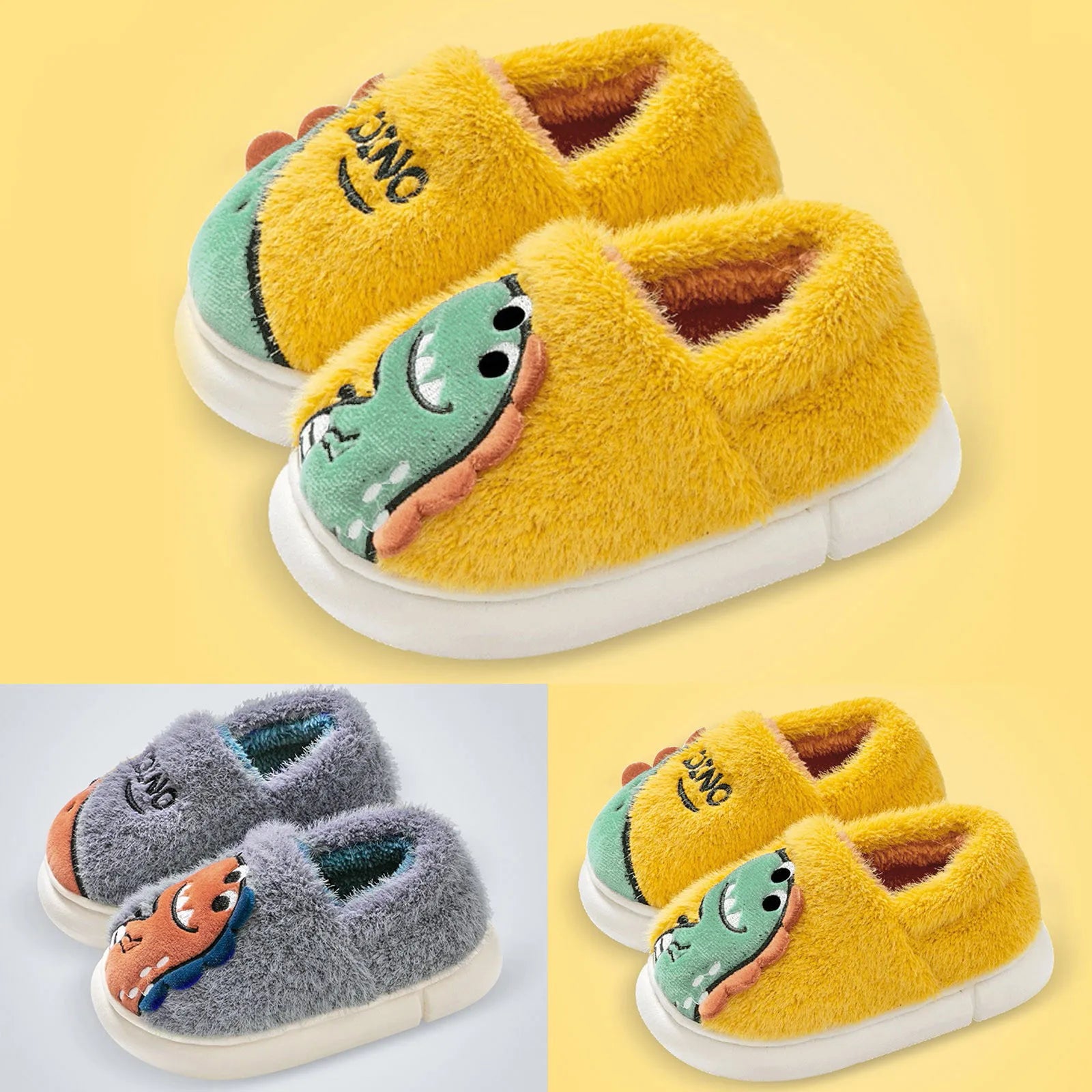 Fashion And Winter Children Slippers Boys And Girls Flat Bottom Non Slip Slip Round Toe Plush Warm Cartoon Slippers Kids