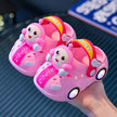 Children's Flashing Light Hole Shoes, Anti Slip Soft Soled Toe Cap Slippers, Cartoon Car Illuminated Slippers for Boys and Girls