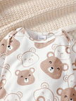 4PCS Clothing Set 0-9 Months Newborn Baby Boy Bear Short Sleeve Romper+Pants+Hat+Sock Infant Baby Full Moon Photography Outfits