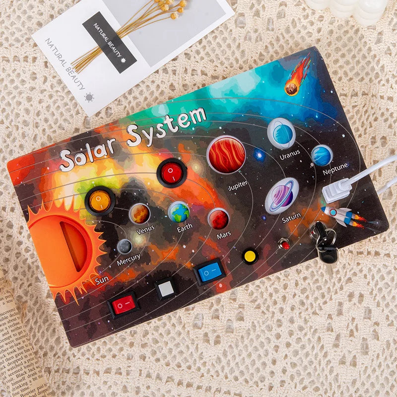 Montessori Busy Board Children Toys Led Light Switch Simulate Car Steering Wheel Travel Activities Sensory Game Educational Toys