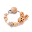 New Baby Wooden Pacifier Clip Wood Crochet Rabbit Teething Soother Chain For Nursing Chew Toy Baby Dummy Holder Chain BPA Free