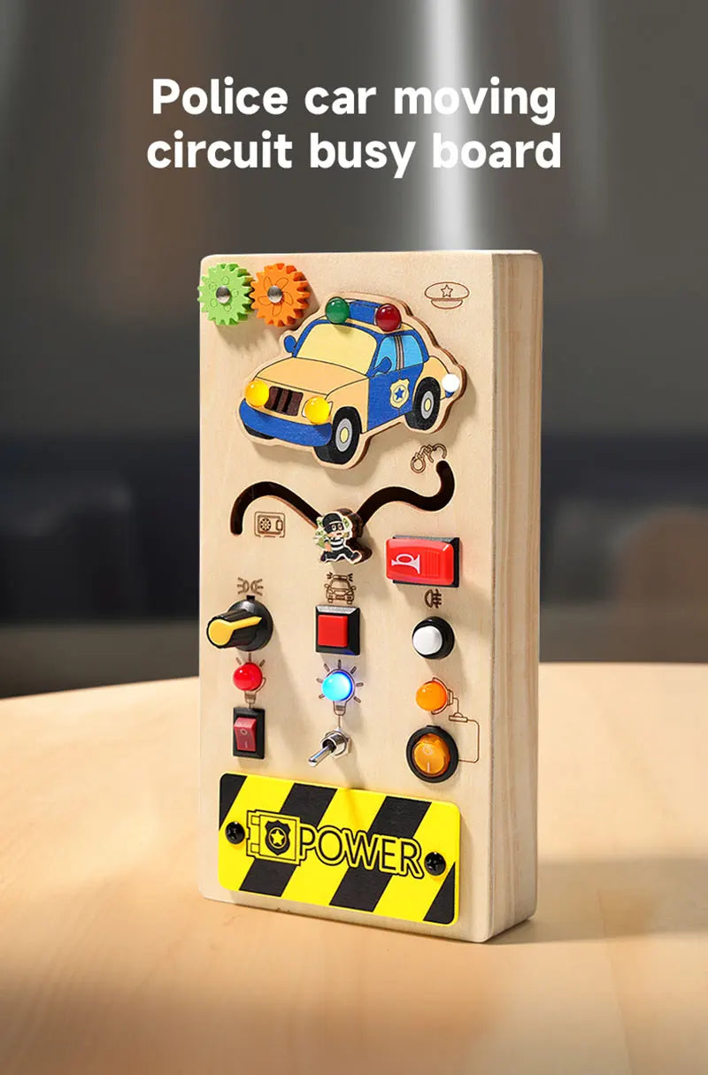 Montessori Busy Board Children Toys Led Light Switch Simulate Car Steering Wheel Travel Activities Sensory Game Educational Toys