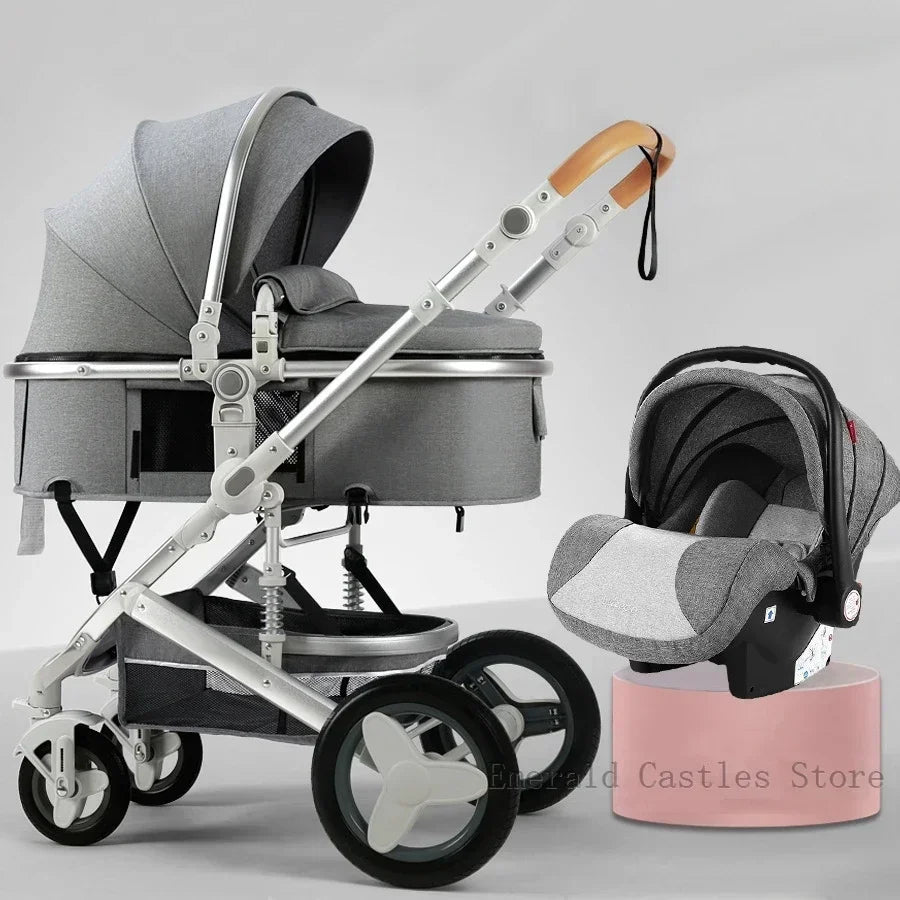 Baby Stroller 3 in 1 With Car Seat,High Landscape  Stroller Luxury Infant Stroller Set Newborn Baby Car Seat Trolley Pushchair