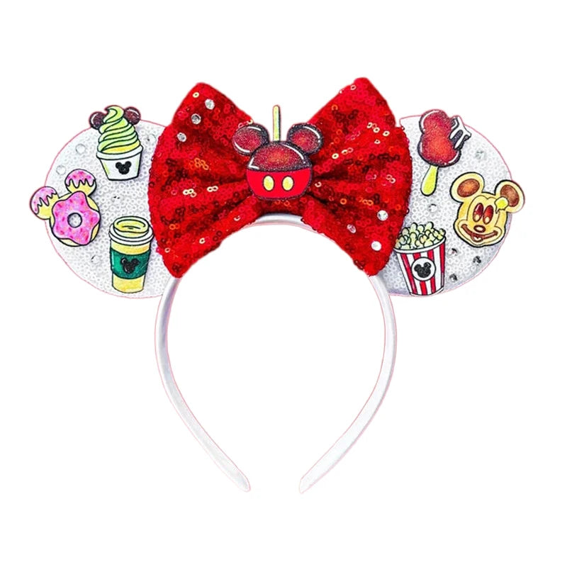 2025 New Style Mickey Minnie Ear Headband Sequin Bows Girl Adult Kids Halloween Party Cosplay Hair Accessories Princess Hairband