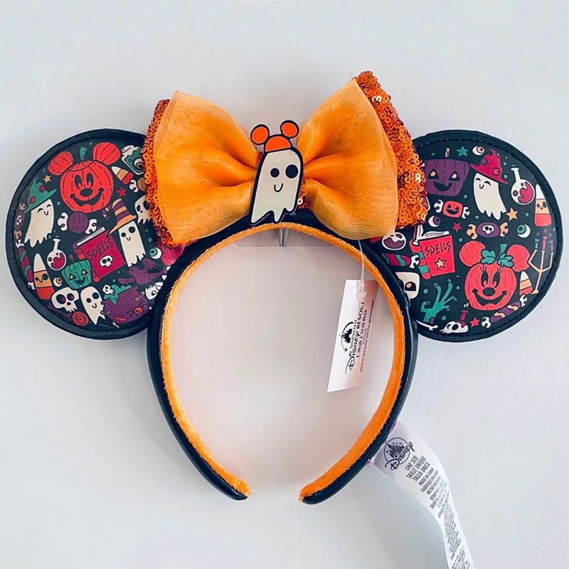 Disney Princess Headband Mickey Ear Rapunzel Snow White Sequin Bow Hair Hoop Gift Girl Accessories Halloween Gift Christmas Jack