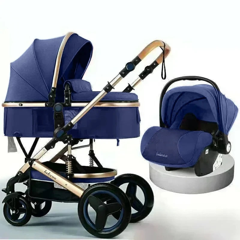 Baby Stroller 3 in 1 With Car Seat,High Landscape  Stroller Luxury Infant Stroller Set Newborn Baby Car Seat Trolley Pushchair