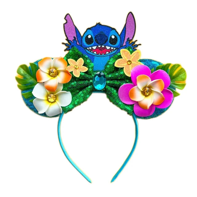 2025 New Style Mickey Minnie Ear Headband Sequin Bows Girl Adult Kids Halloween Party Cosplay Hair Accessories Princess Hairband