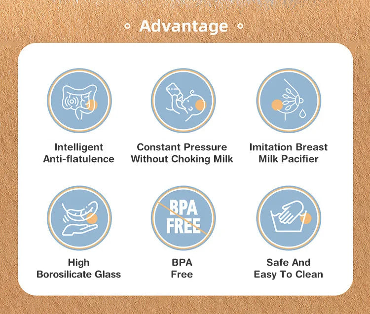 MAMIJOY Anti-Choke Baby Bottle Newborn Glass Bottles 90/160ML Anti-flatulence Milk Feeding Bottles Infant BPA Free 0-3 Month