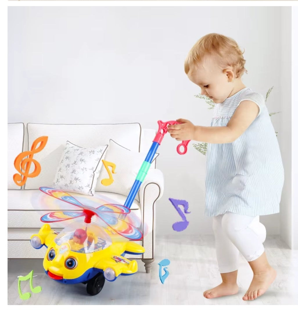 Baby Walker Toy Hand Push Toddler Toy Plane Car Toy Push Along Walking Toy for Kids Children Boys Girls Outdoor