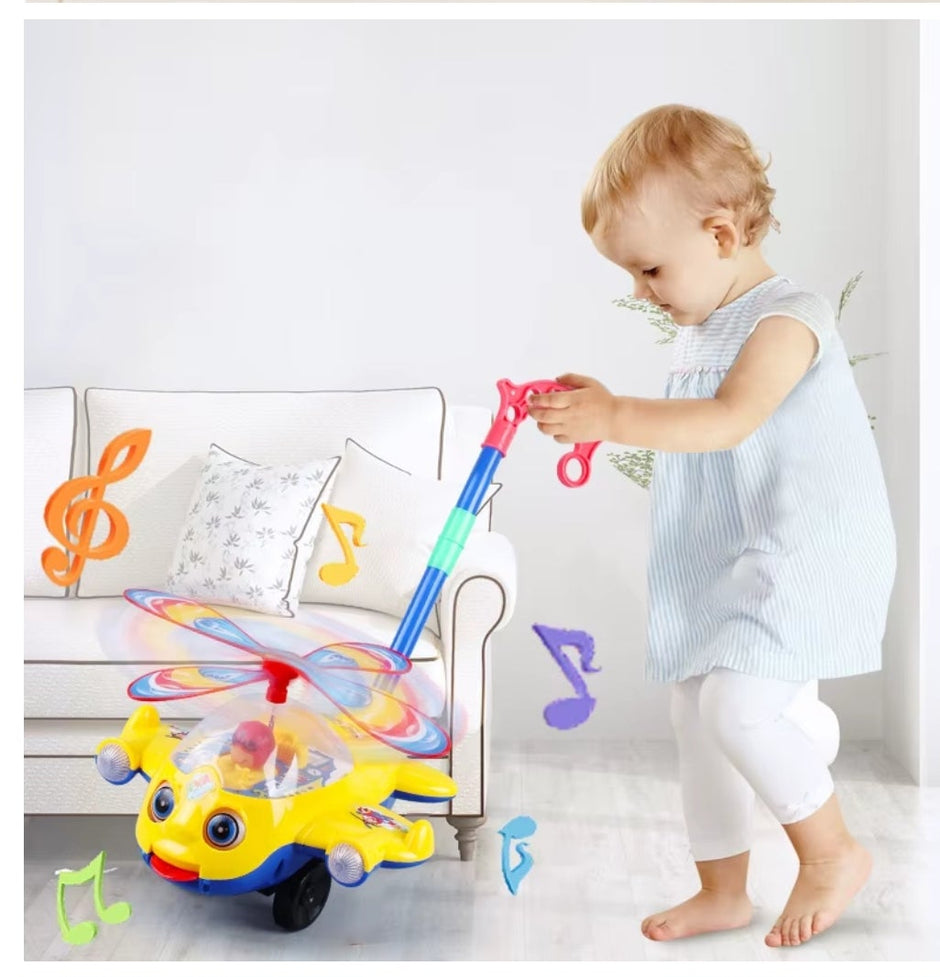 Baby Walker Toy Hand Push Toddler Toy Plane Car Toy Push Along Walking Toy for Kids Children Boys Girls Outdoor