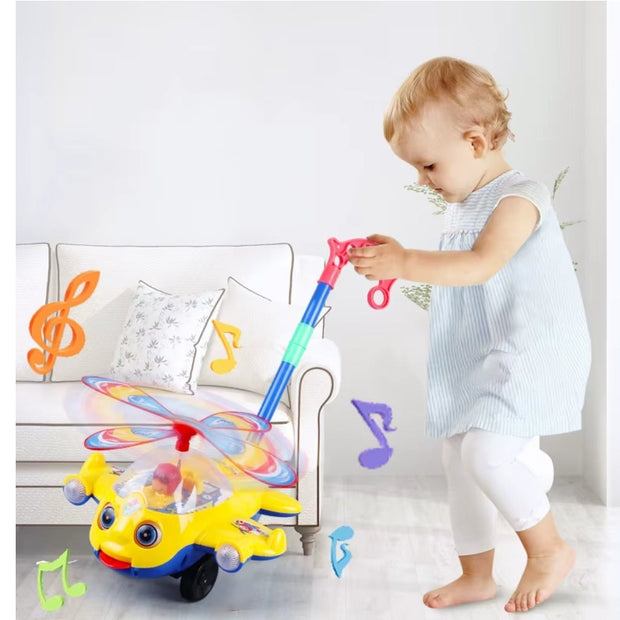Baby Walker Toy Hand Push Toddler Toy Plane Car Toy Push Along Walking Toy for Kids Children Boys Girls Outdoor